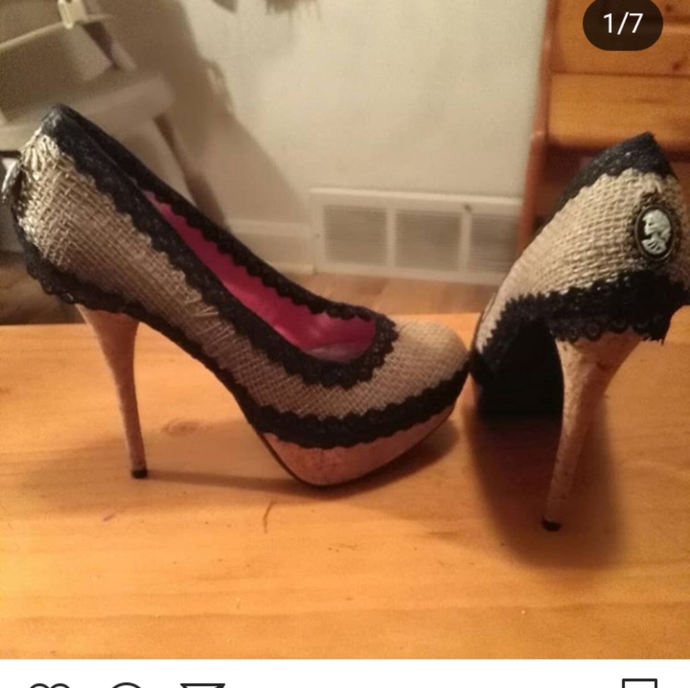 Custom Steampunk inspired burlap heels